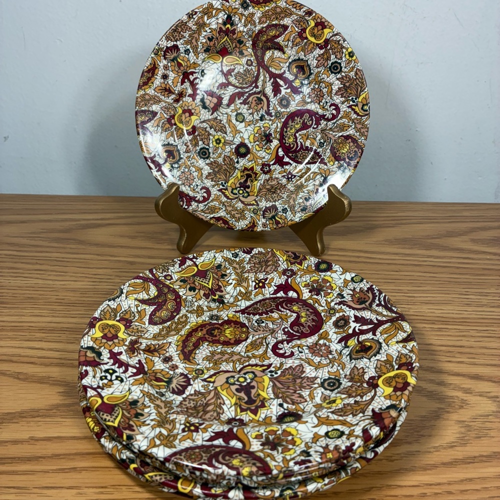 Vintage Ceylon Paisley Patterned Ceramic Plates 7” set of 6